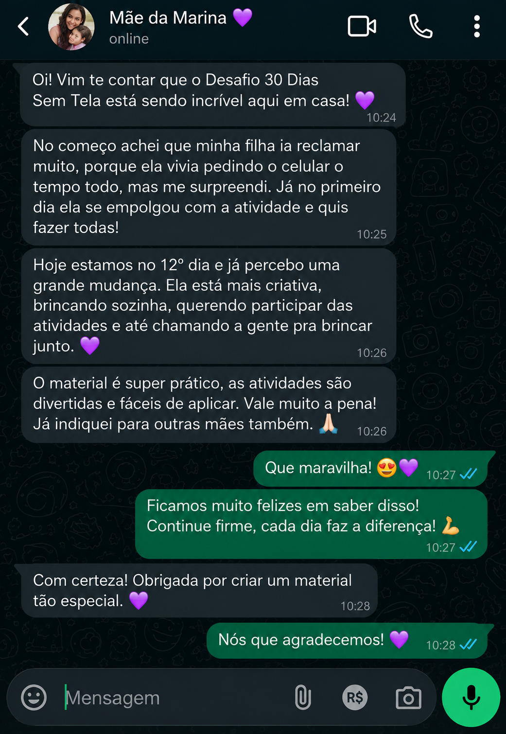 Print de mensagem de cliente